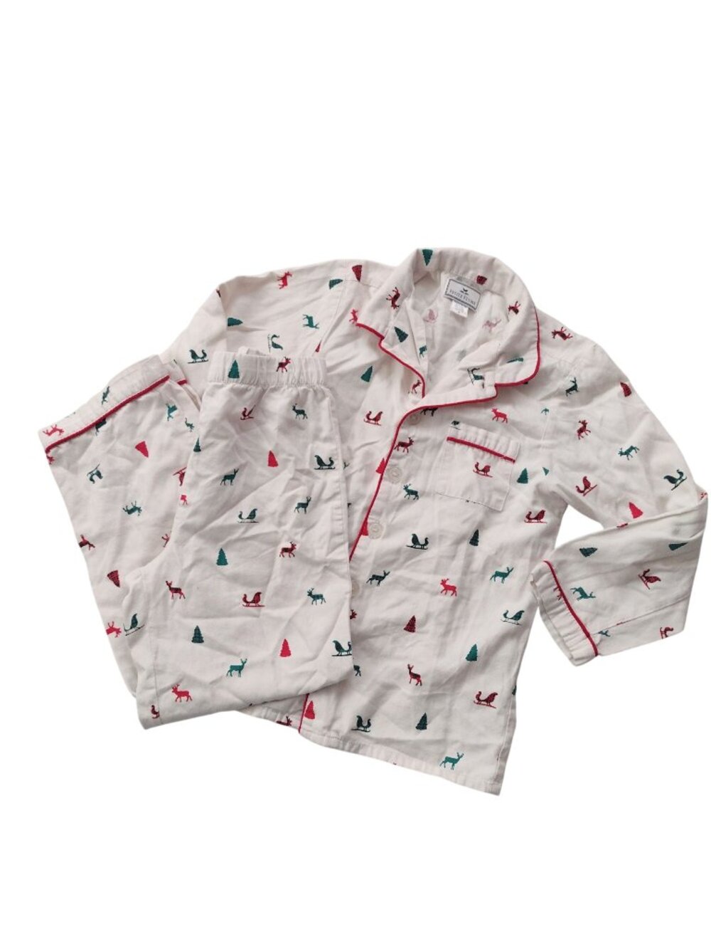 Petite Plume Kids Christmas Pajamas 8 Reindeer Sleighs Cotton Blend Holiday PJs